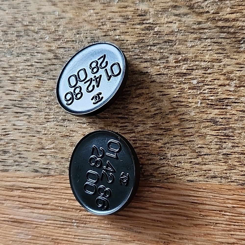 Chanel Set Of 2 Black Buttons W Numeric Sequence - image 1